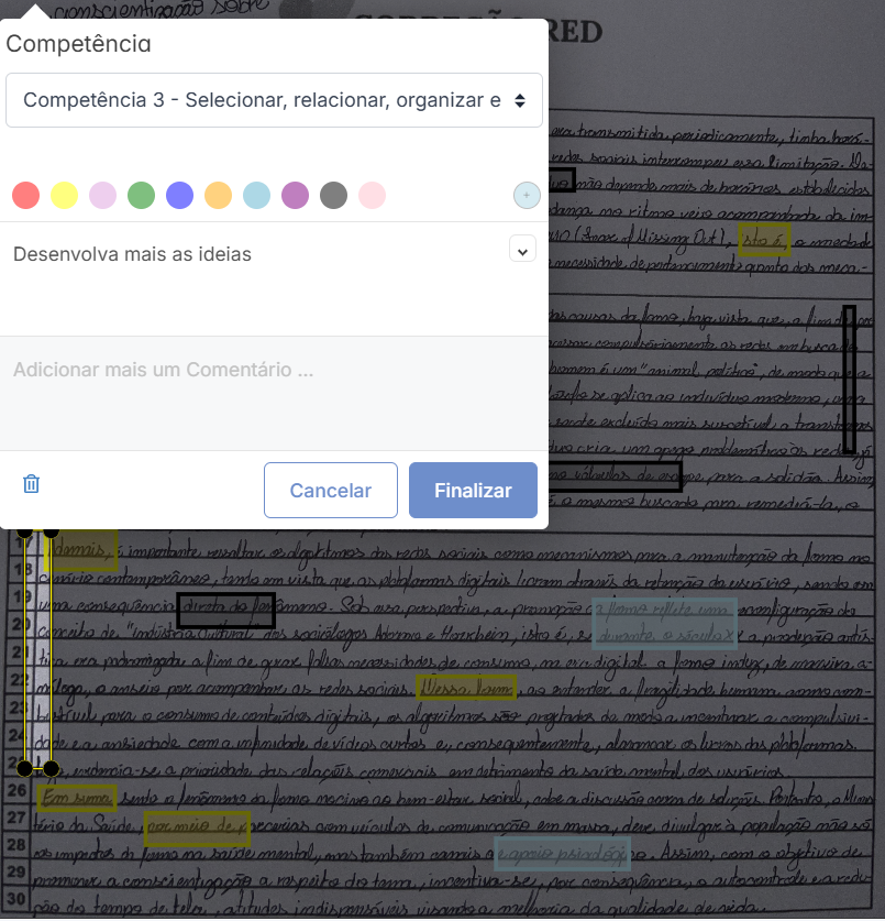 Exemplo de correção com orientações vagas